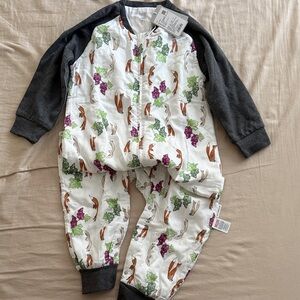 NEST Design Kids Pajamas Sleep Sack - White with Gray, Green, and Purple